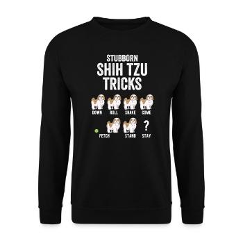 Têtu Shih Tzu Trick Chien Animal Animal Lover Cadeau - Sweat-shirt Unisexe - noir - Devant - Alina (178cm) & Michal (187cm)
