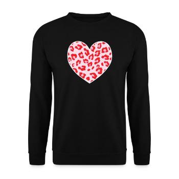 Leopard Print Pink Heart Shape Animal Cheetah Prin - Unisex Sweatshirt - black - Front - Alina (178cm) & Michal (187cm)