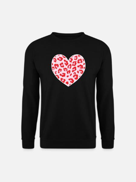 Leopard Print Pink Heart Shape Animal Cheetah Prin - Unisex Sweatshirt - black