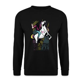 Death Metal Einhorn Musik Metal Head Rocker Heavy - Unisex Pullover - Schwarz - Vorne - Alina (178cm) & Michal (187cm)
