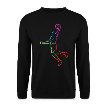 Basketballer Silhouette Bunt Basketballspieler - Unisex Pullover - Schwarz - Vorne - Alina (178cm) & Michal (187cm)