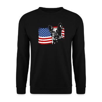 Bouledogue Français Amérique Flag Chiens Wilsigns - Sweat-shirt Unisexe - noir - Devant - Alina (178cm) & Michal (187cm)