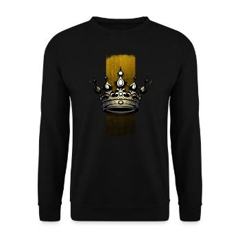 Königliche Eleganz: Kronen-Design - Unisex Pullover - Schwarz - Vorne - Alina (178cm) & Michal (187cm)