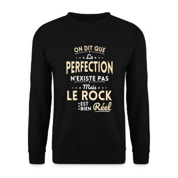 La Perfection n'existe pas le Rock est bien Réel - Sweat-shirt Unisexe - noir - Devant - Alina (178cm) & Michal (187cm)