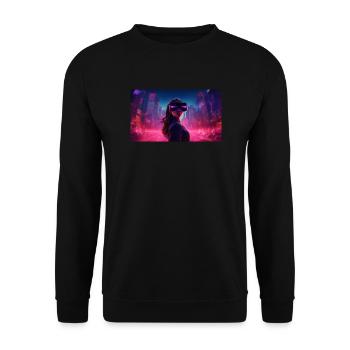 Digitale Träumereien: Eine Frau in virtueller Real - Unisex Pullover - Schwarz - Vorne - Alina (178cm) & Michal (187cm)
