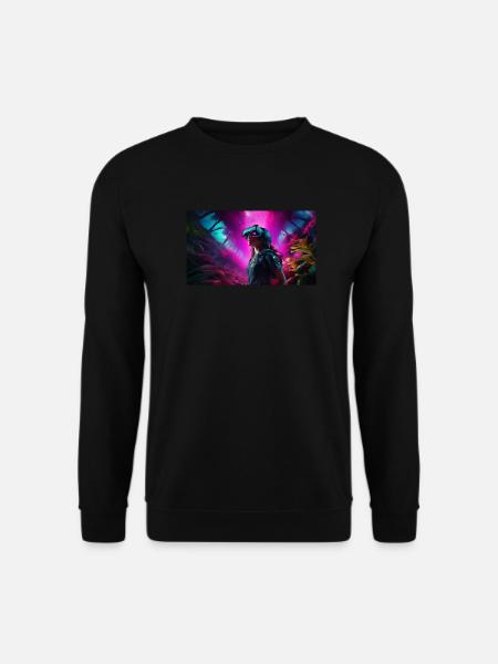 Digitale Träumereien: Eine Frau in virtueller Real - Unisex Pullover - Schwarz