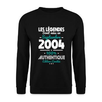 20th anniversary - Legends born September 2004 - Unisex Sweatshirt - black - Front - Alina (178cm) & Michal (187cm)
