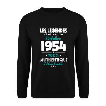 70th Anniversary - Legends born October 1954 - Unisex Sweatshirt - black - Front - Alina (178cm) & Michal (187cm)