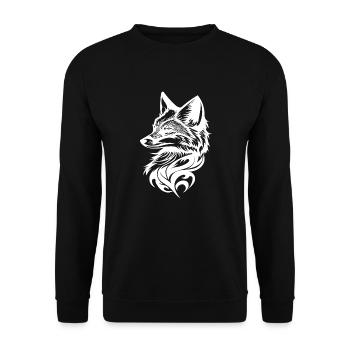 Fox Portrait in Tribal Tattoo Ink - Unisex Sweatshirt - black - Front - Alina (178cm) & Michal (187cm)