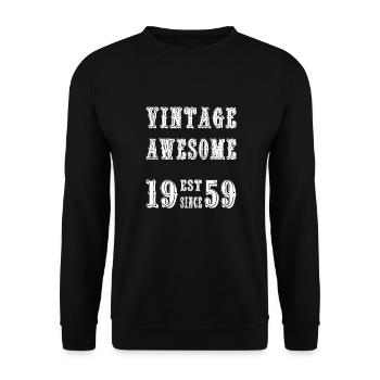 Vintage Awesome EST SINCE 1959 Birthday - Unisex Sweatshirt - black - Front - Alina (178cm) & Michal (187cm)