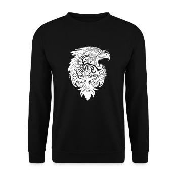 Eagle in Vintage Tribal Tattoo Feather Style - Unisex Sweatshirt - black - Front - Alina (178cm) & Michal (187cm)