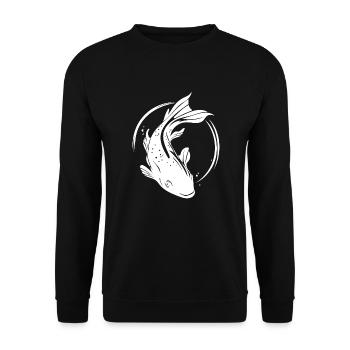 Koi Karpfen - niedlicher vintage Karpfenfisch - Unisex Pullover - Schwarz - Vorne - Alina (178cm) & Michal (187cm)