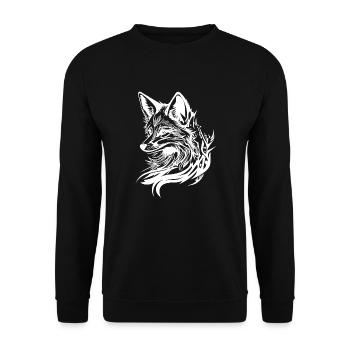 Elegant cute fox in tattoo ink - Unisex Sweatshirt - black - Front - Alina (178cm) & Michal (187cm)
