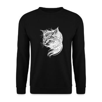Chat élégant dans le style de tatouage vintage - Sweat-shirt Unisexe - noir - Devant - Alina (178cm) & Michal (187cm)
