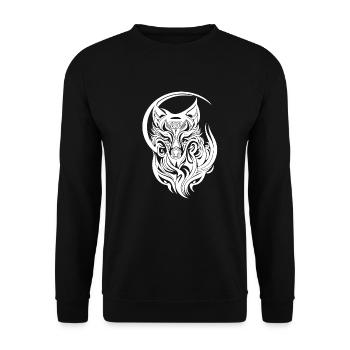 Vintage Wolfportrait Tribal Tattoo Style - Unisex Pullover - Schwarz - Vorne - Alina (178cm) & Michal (187cm)