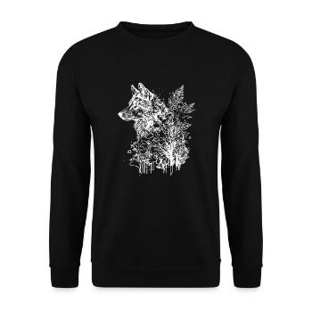 Vintage Wolf Head Portrait Nature Ink Tattoo Style - Unisex Sweatshirt - black - Front - Alina (178cm) & Michal (187cm)
