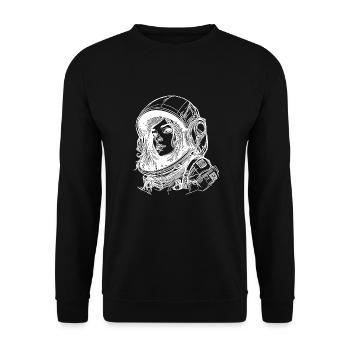 Hübsche Astronautin mit offenem Haar im Helm - Unisex Pullover - Schwarz - Vorne - Alina (178cm) & Michal (187cm)