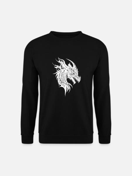 Grimmiger Vintager Drache im Natur Schuppenkleid - Unisex Pullover - Schwarz