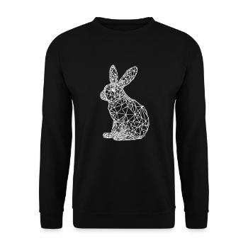 Cute Geometric Rabbit Small Lines Rabbit - Unisex Sweatshirt - black - Front - Alina (178cm) & Michal (187cm)