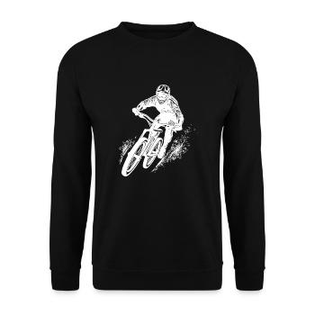 Mountain bikers with bike and helmet - Unisex Sweatshirt - black - Front - Alina (178cm) & Michal (187cm)