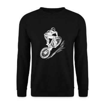 Mountain biker with downhill bike - Unisex Sweatshirt - black - Front - Alina (178cm) & Michal (187cm)
