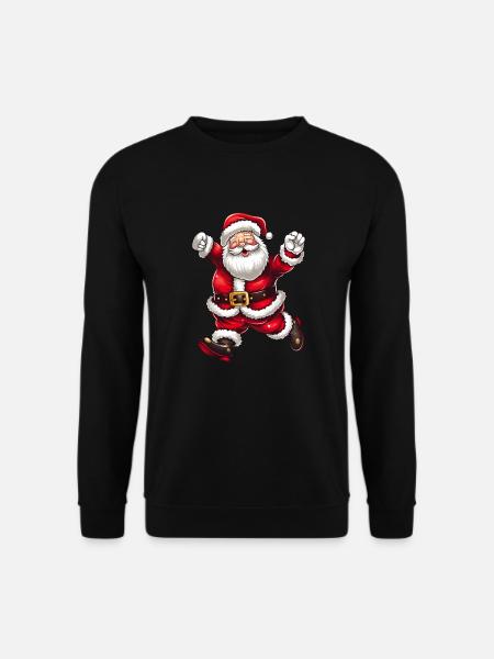 Weihnachtlicher Weihnachtsmann mit Mütze und Bart - Unisex Pullover - Schwarz