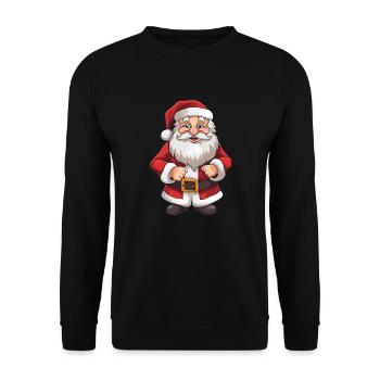 Putziger Weihnachtsmann mit Bart und Mütze - Unisex Pullover - Schwarz - Vorne - Alina (178cm) & Michal (187cm)