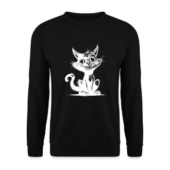 Naughty Pet Cat Grinning Cat Domestic Cat - Unisex Sweatshirt - black - Front - Alina (178cm) & Michal (187cm)