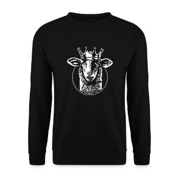 SHEEP with crown funny sheep Wilsign's shepherd - Unisex Sweatshirt - black - Front - Alina (178cm) & Michal (187cm)