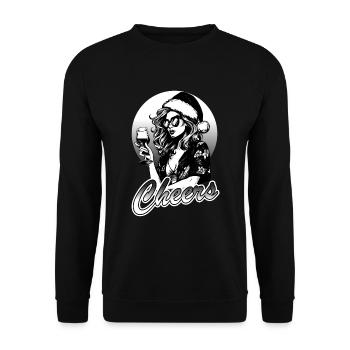 Christmas Party Woman Wine, Ugly Christmas, Santa - Unisex Sweatshirt - black - Front - Alina (178cm) & Michal (187cm)