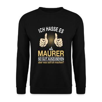 Maurer Spruch - Unisex Pullover - Schwarz - Vorne - Alina (178cm) & Michal (187cm)