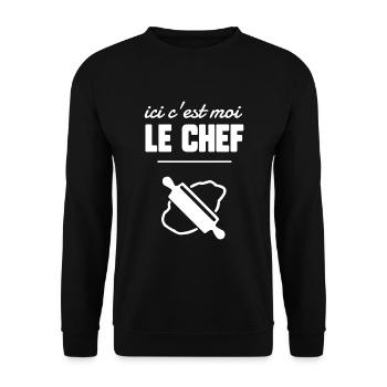 Ici c’est moi le chef - Sweat-shirt Unisexe - noir - Devant - Alina (178cm) & Michal (187cm)