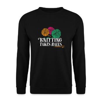 Knitting take balls - Unisex Pullover - Schwarz - Vorne - Alina (178cm) & Michal (187cm)