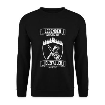 Holzfäller Waldarbeiter Wald Kettensäge Axt Holz - Unisex Sweatshirt - black - Front - Alina (178cm) & Michal (187cm)