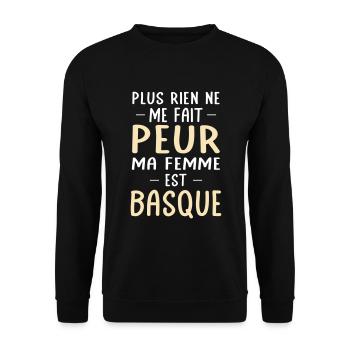 Rien ne me fait peur ma femme est Basque - Sweat-shirt Unisexe - noir - Devant - Alina (178cm) & Michal (187cm)