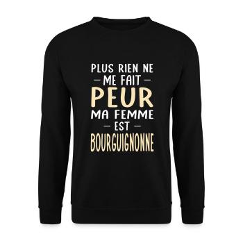 Rien ne me fait peur ma femme est Bourguignonne - Sweat-shirt Unisexe - noir - Devant - Alina (178cm) & Michal (187cm)