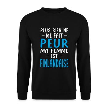 Rien ne me fait peur ma femme est Finlandaise - Sweat-shirt Unisexe - noir - Devant - Alina (178cm) & Michal (187cm)