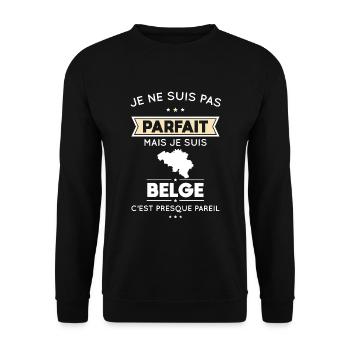 Je ne suis pas parfait mais je suis Belge - Sweat-shirt Unisexe - noir - Devant - Alina (178cm) & Michal (187cm)