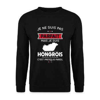 Je ne suis pas parfait mais je suis Hongrois - Sweat-shirt Unisexe - noir - Devant - Alina (178cm) & Michal (187cm)