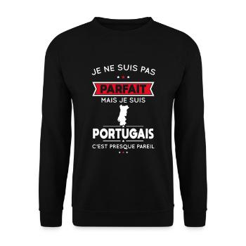 Je ne suis pas parfait mais je suis Portugais - Sweat-shirt Unisexe - noir - Devant - Alina (178cm) & Michal (187cm)