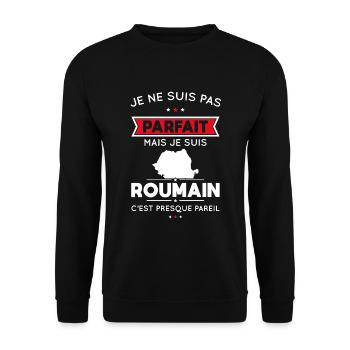 Je ne suis pas parfait mais je suis Roumain - Sweat-shirt Unisexe - noir - Devant - Alina (178cm) & Michal (187cm)