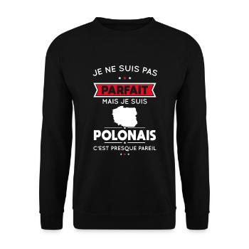 Je ne suis pas parfait mais je suis Polonais - Sweat-shirt Unisexe - noir - Devant - Alina (178cm) & Michal (187cm)
