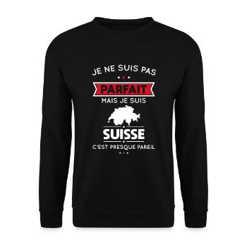Je ne suis pas parfait mais je suis Suisse - Sweat-shirt Unisexe - noir - Devant - Alina (178cm) & Michal (187cm)