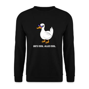 Ente cool Spruch - Unisex Pullover - Schwarz - Vorne - Alina (178cm) & Michal (187cm)