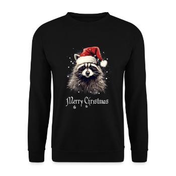 Santa Claus Waschbär - Unisex Pullover - Schwarz - Vorne - Alina (178cm) & Michal (187cm)