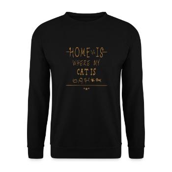 Home is where my cat is - Unisex Pullover - Schwarz - Vorne - Alina (178cm) & Michal (187cm)