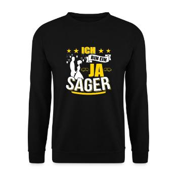 Ich bin ein JA sager - Unisex Pullover - Schwarz - Vorne - Alina (178cm) & Michal (187cm)
