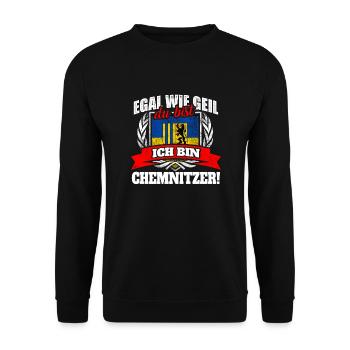 Chemnitzer Chemnitz Sächsisch Sachsen Geschenk - Unisex Pullover - Schwarz - Vorne - Alina (178cm) & Michal (187cm)