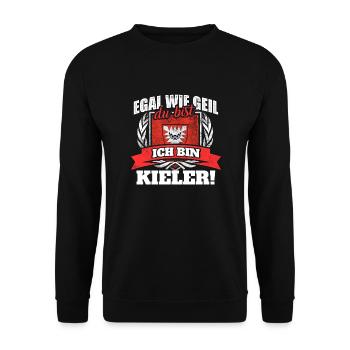 Kieler Kiel Kielerin Schleswig-Holstein Geschenk - Unisex Pullover - Schwarz - Vorne - Alina (178cm) & Michal (187cm)