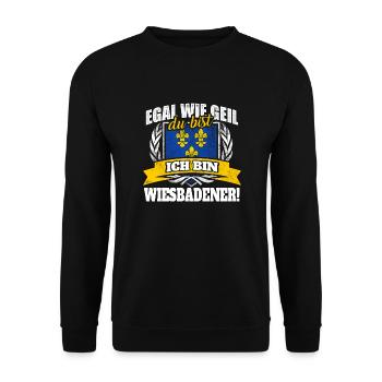 Wiesbadener Wiesbaden Hesse Hessen Geschenk - Unisex Pullover - Schwarz - Vorne - Alina (178cm) & Michal (187cm)
